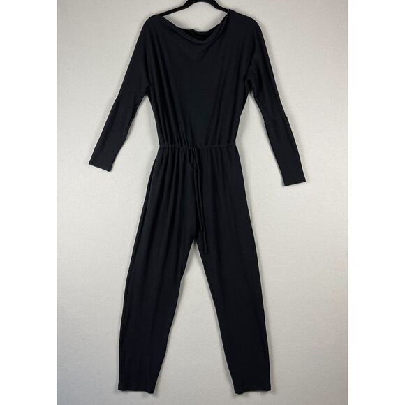Revolve Enza Costa Jumpsuit Womens Black Modal Jersey Slouch Asymmetrical - Picture 1 of 16